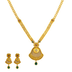 22K Yellow Gold Kundan & Gems Jewelry Set (67.4grams)