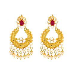 22K Yellow Gold Chandbali Earrings (12.4 grams)