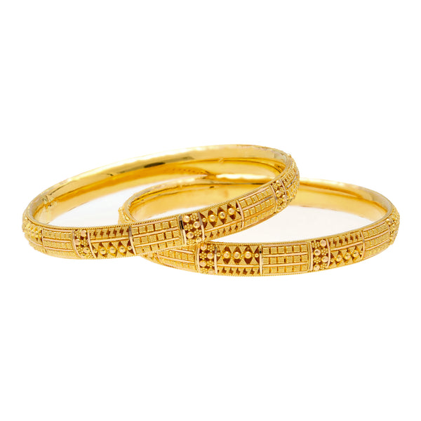 22K Yellow Gold Filigree Bangle Set of 6 (95.4 grams) | 
Our 22K Yellow Gold Filigree Bangle Set of 6 has a lavish design that can pair well with anythin...