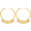 22K Yellow Gold Engraved Hoop Earrings w / Beads