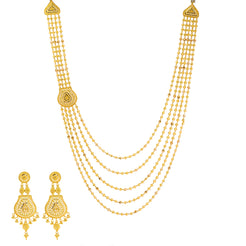 22k Yellow Gold Layered Necklace & Beaded Jewelry Set