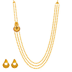 22K Yellow Gold Beaded Temple Jewelry Set