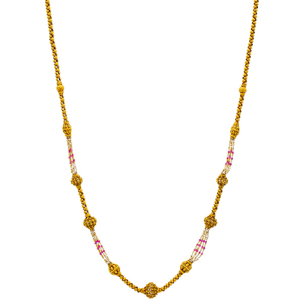 22K Yellow Gold Saanvi Beaded Chain w/ Rubies | 
The 22K Yellow Gold Saanvi Necklace will add a bright layer of luxury to your casual or traditio...