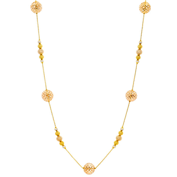 22K Multi-Tone Gold Ishani Beaded Chain | 
This chic and stylish 22k gold chain for women will add a fashionable flare to any day or night ...