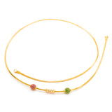 22K Yellow Gold Two Bead Mugappu Chain | 
This sleek 22k gold mugappu chain for women has a classy and chic look. The emerald, ruby, and c...
