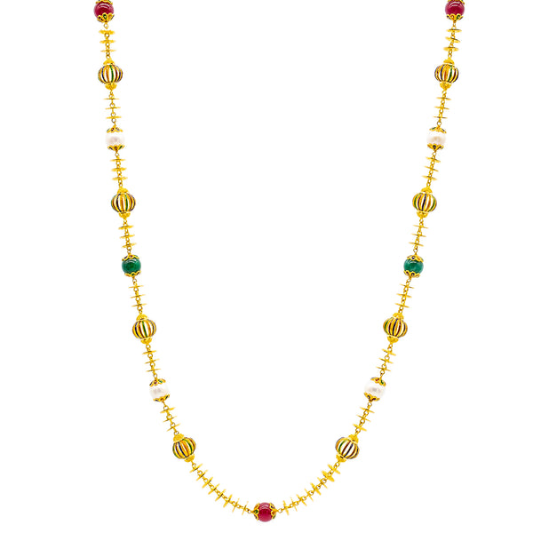 22K Yellow Gold Kashvi Chain w/ Emeralds & Rubies | 
Add a lavish layer of shimmer and shine to any outfit when you wear the 22K Yellow Gold Kashvi C...