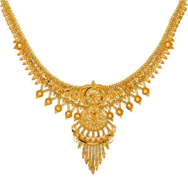 22K Yellow Gold Banita Necklace Set | The 22K Yellow Gold Banita Necklace Set is demure, classy, and chic. This ultra feminine 22k gold...