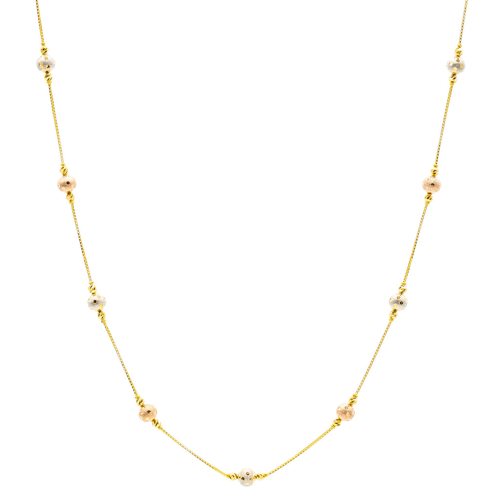 22K Multi-Tone Gold Pari Beaded Chain Necklace | 
This simple and elegant 22k gold necklace for women will add a sophisticated layer of shine to y...