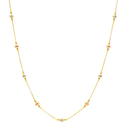 22K Multi-Tone Gold Pari Beaded Chain Necklace