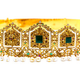 22K Yellow Gold Laxmi Vaddanam Waist Belt w. Gems & Pearls (275 grams) | Add a sophisticated and stylish finish to your formal or traditional wear with this 22K yellow go...