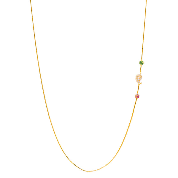 22K Yellow Gold Mugappu Beaded Chain | 
This minimal 22k gold mugappu chain for women has a simple and chic look. The emerald, ruby, and...