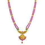 22K Ruby Temple set | 
This dazzling 22k yellow gold necklace for women has a rich cultural design and a vibrant displa...