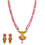 22K Ruby Temple set | 
This dazzling 22k yellow gold necklace for women has a rich cultural design and a vibrant displa...