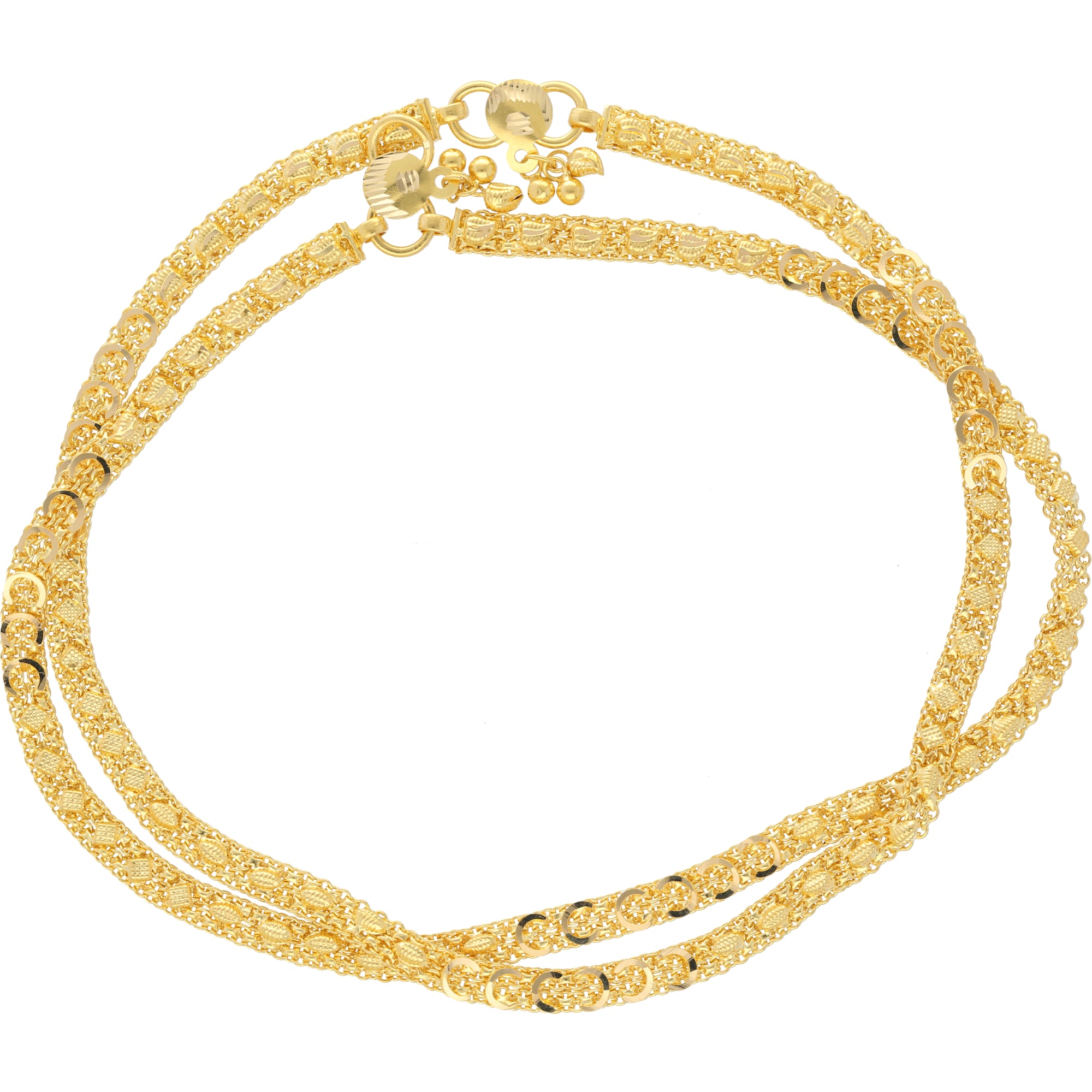 22K Gold Anklet Set of 2 - Filigree Details | Virani Jewelers