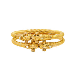 22K Yellow Gold & Kundan Bangle Set (67.1gm)