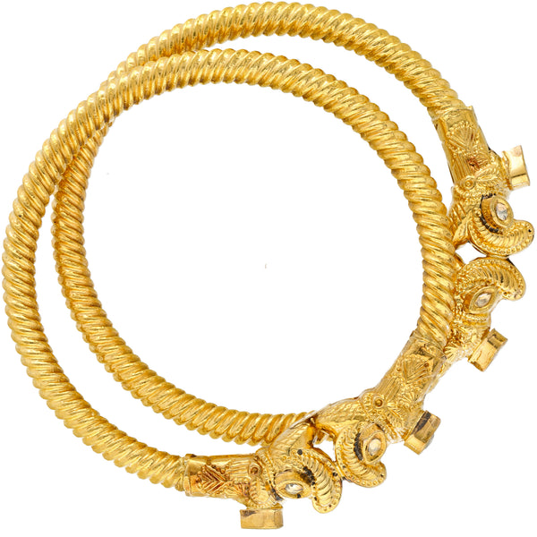 22K Yellow Gold & Kundan Bangle Set (67.1gm) | 


Allow the magnificence of these radiant 22k Indian gold bangles to enhance your look. The deta...