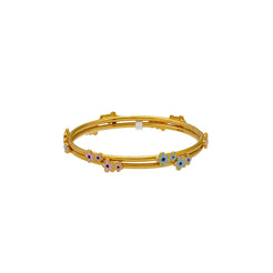 22K Yellow Gold Flower Bangle Set (9.7gm)