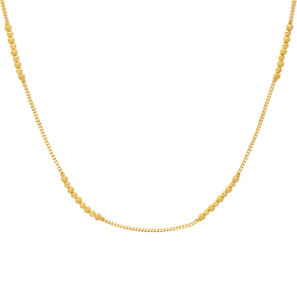 22K Yellow Gold 1mm Beaded Chain (15.7gm) | 
This minimal 22k gold chain for women has a tiny beaded details that add texture and variety to ...