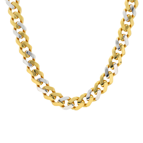 22K Multi-Tone Gold 12mm Cuban Chain (56.7gm) | 
Our 22K Multi-Tone Gold 12mm Cuban Link Chain has a classic design that is enhanced by the addit...