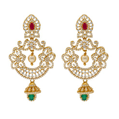 22K Yellow Gold Jeweled Chandbali Earrings (28.3gm)