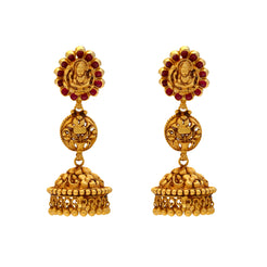 22K Yellow Gold & Ruby Jhumka Earrings (19.2gm)