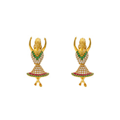 22K Yellow Gold & Dancing Jhumka Earrings (12.9gm)