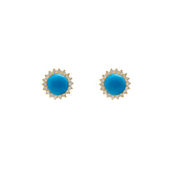 22K Yellow Gold Blue Earrings (8.6gm)