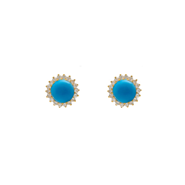 22K Yellow Gold Blue Earrings (8.6gm) | 
Add this bright pair of gold stud earrings to your look for a vibrant pop of color. Features• 22...