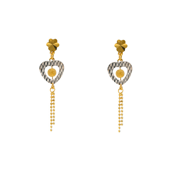 22K Yellow & White Gold Dangling Heart Jewelry Set (13.4gm) | 
Our 22K Yellow & White Gold Dangling Heart Jewelry Set features a youthful design made from ...