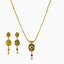 22K Yellow Gold Necklace and Earrings Set W/ Blue Enamel & Reversible Oval Pendants - Virani Jewelers