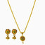 22K Yellow Gold Necklace and Earrings Set W/ Domed Pendants & Dark Enamel Paint - Virani Jewelers