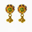 22K Yellow Gold Necklace and Earrings Set W/ Domed Pendants & Dark Enamel Paint - Virani Jewelers