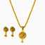 22K Yellow Gold Necklace and Earrings Set W/ Enamel Paint & Domed Shield Pendants - Virani Jewelers