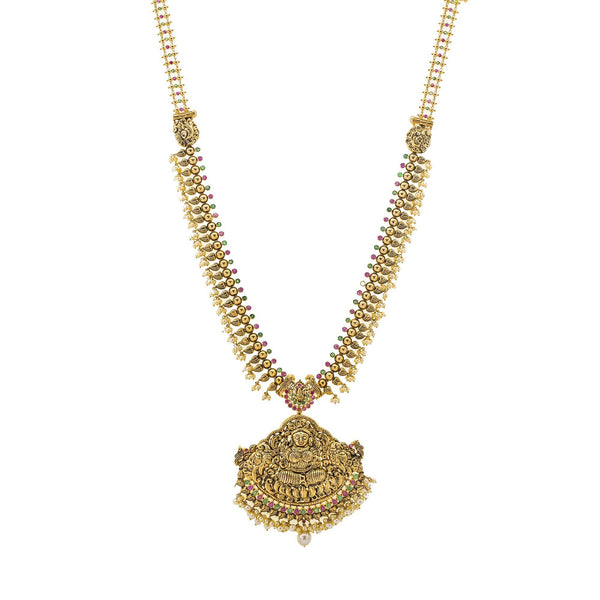 An image of the Antique Royal Laxmi 22K gold necklace from Virani Jewelers. | Honor tradition in the very best way with this gorgeous 22K gold necklace from Virani Jewelers!

...