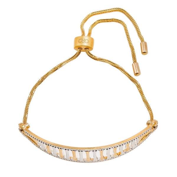 22K Multi Tone Gold Bracelet W/ Open Column Design & Drawstring Closure - Virani Jewelers | Make a statement with this uniquely designed 22K multi tone gold women’s bracelet from Virani Jew...