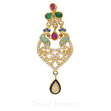 22K Gold Ruby Emerald CZ Earrings - Virani Jewelers | Precious stone earrings crafted with 22k gold gives you a ravishing look. These gems gives additi...