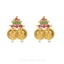 Kasu Coin Studs Set in 22K Gold W/Pyramid Design Of Emerald & Ruby Gems - Virani Jewelers