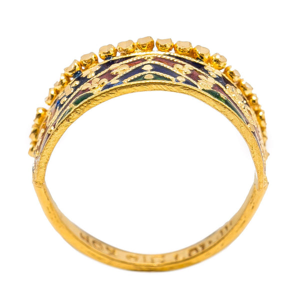 22K Yellow Gold Enamel Ring W/ Abstract Mountain Range Design - Virani Jewelers | 22K Yellow Gold Enamel Ring W/ Abstract Mountain Range Design for women. Add an elegant touch of ...