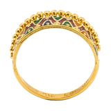 22K Yellow Gold Enamel Ring W/ Double Curve Details - Virani Jewelers | 22K Yellow Gold Enamel Ring W/ Double Curve Details for women. Brighten your daily attire with th...