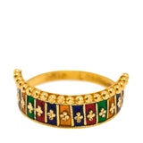 22K Yellow Gold Enamel Ring W/ Horizontal Square Pattern - Virani Jewelers | This is a 22K yellow gold enamel ring with a royal-inspired horizontal square pattern. This 22K g...