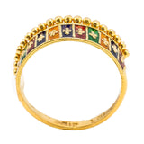 22K Yellow Gold Enamel Ring W/ Horizontal Square Pattern - Virani Jewelers | This is a 22K yellow gold enamel ring with a royal-inspired horizontal square pattern. This 22K g...