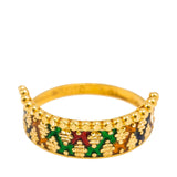 22K Yellow Gold Enamel Ring W/ Alternating Cluster Ball Design - Virani Jewelers | 22K Yellow Gold Enamel Ring W/ Alternating Cluster Ball Design for women. This beautiful 22K yell...