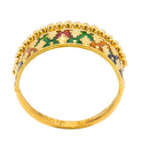 22K Yellow Gold Enamel Ring W/ Alternating Cluster Ball Design - Virani Jewelers | 22K Yellow Gold Enamel Ring W/ Alternating Cluster Ball Design for women. This beautiful 22K yell...