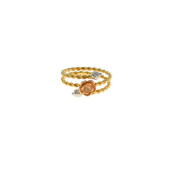 22K Multi Tone Gold Spiral Ring W/ Floral Decals - Virani Jewelers