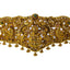 A close-up picture of the 22K waist belt's Laxmi centerpiece featuring peacocks, rubies, and emeralds.