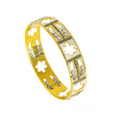 22K Yellow Gold Bangle W/ Cloud Cut-Outs & Black CZ Encrusted "H" Design - Virani Jewelers |  22K Yellow Gold Bangle W/ Cloud Cut-Outs & Black CZ Encrusted 
