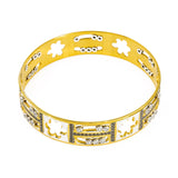 22K Yellow Gold Bangle W/ Cloud Cut-Outs & Black CZ Encrusted "H" Design - Virani Jewelers |  22K Yellow Gold Bangle W/ Cloud Cut-Outs & Black CZ Encrusted 