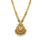 22K Antique Gold & Kundan Stone Jewelry Set (135.1gm) | 
What better way to light up the room than with this exquisite 22k antique gold and kundan stone ...