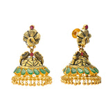 22K Gold, Emerald, & Ruby Antique Jhumka Earrings (21.6gm) | 
These stylish, real gold jhumka earrings will add a vibrant layer of culture shine to your forma...