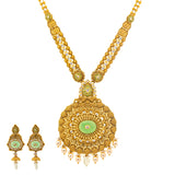 Antique Nisha Jewelry Set in 22K Yellow Gold (136.3gm) | 
This exquisite 22k antique gold jewelry set will add a rich, cultural look and feel to your brid...